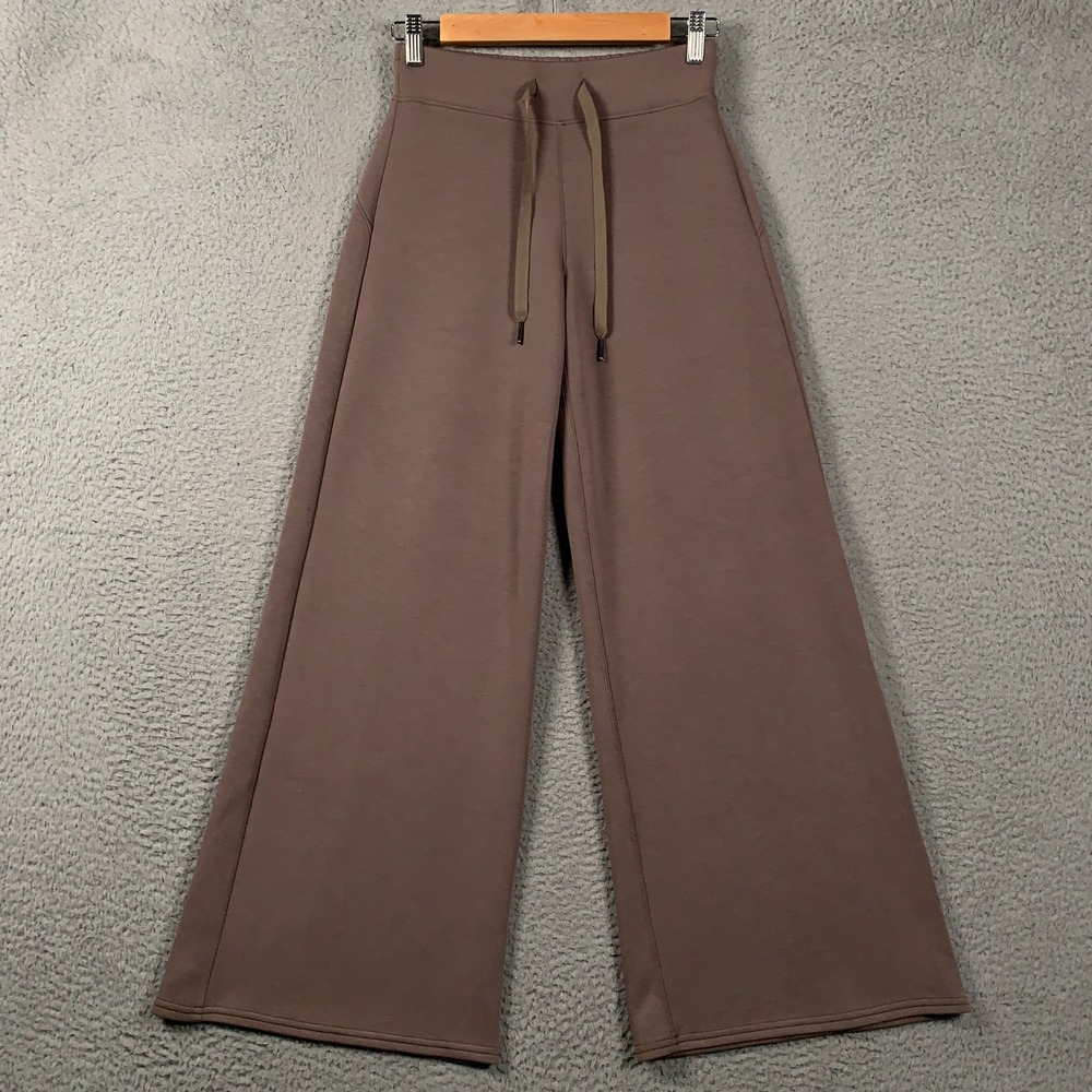 Spanx AirEssentials Wide Leg Pant Women XS Brown Mauve High Rise Drawstring Soft